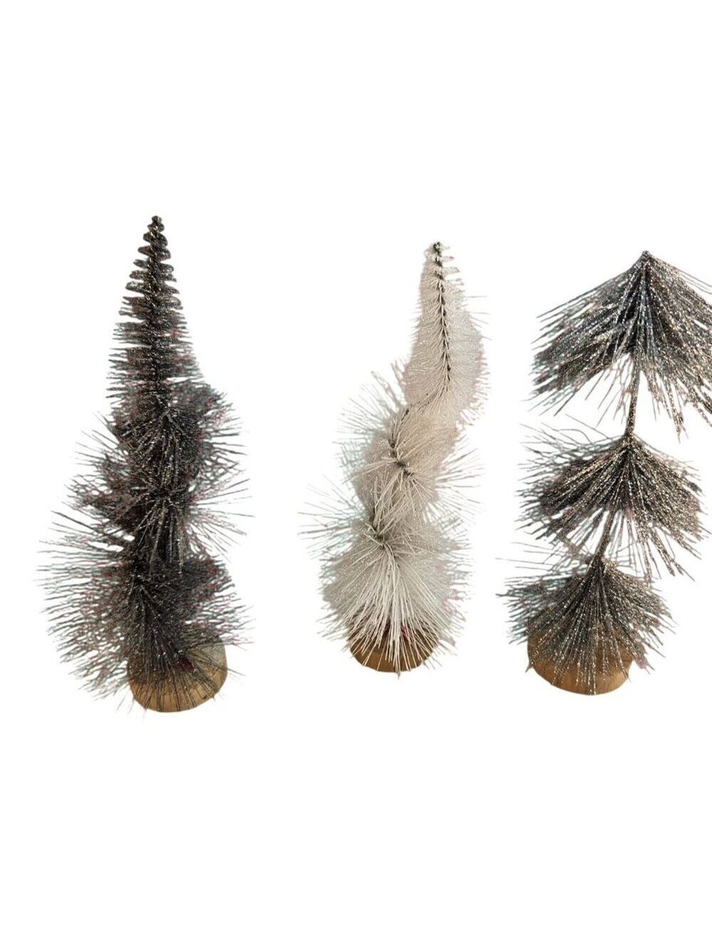 Glitter Bottle Brush Christmas Tree Set 3 Pcs 6 9 Inch - Picture 2 of 10